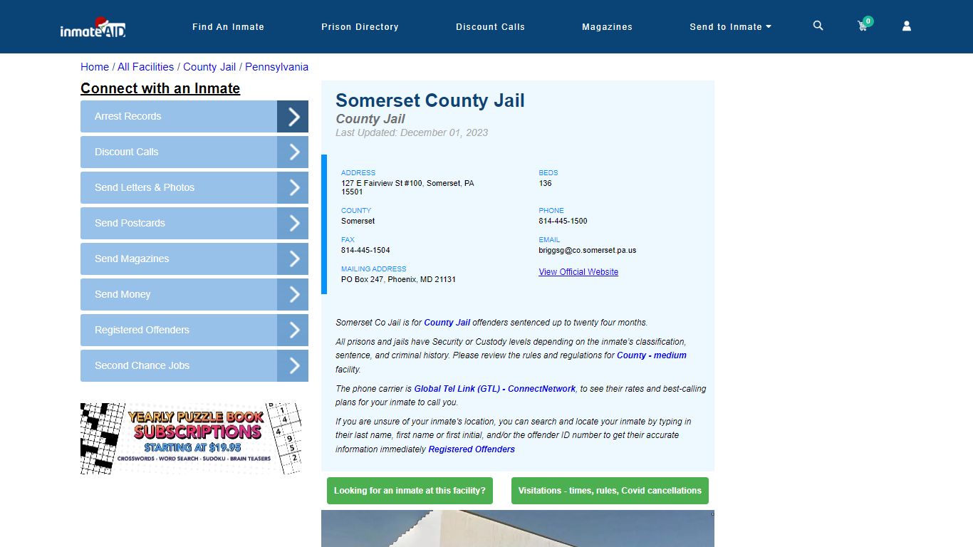 Somerset County Jail - Inmate Locator - Somerset, PA
